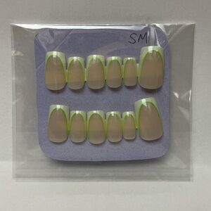Green French Tip Press-On Nails Small